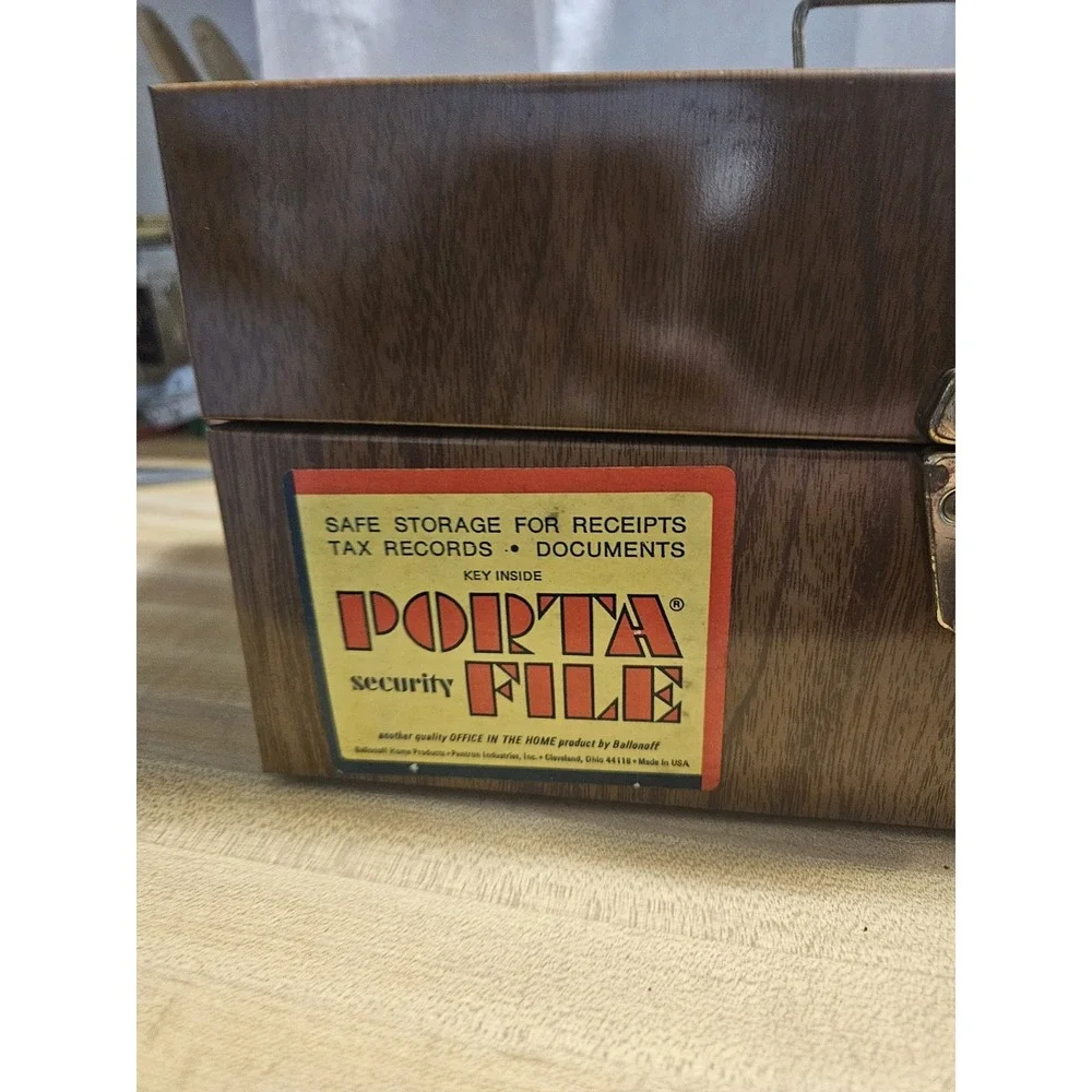 Vintage Portafile Woodlooking Aluminum Box